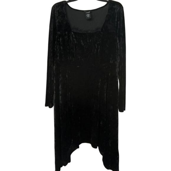 Cosmic Aura Black Velvet Asymmetrical Lace Trim Mini Dress 14/16 (1) Whimsigoth - Picture 3 of 16